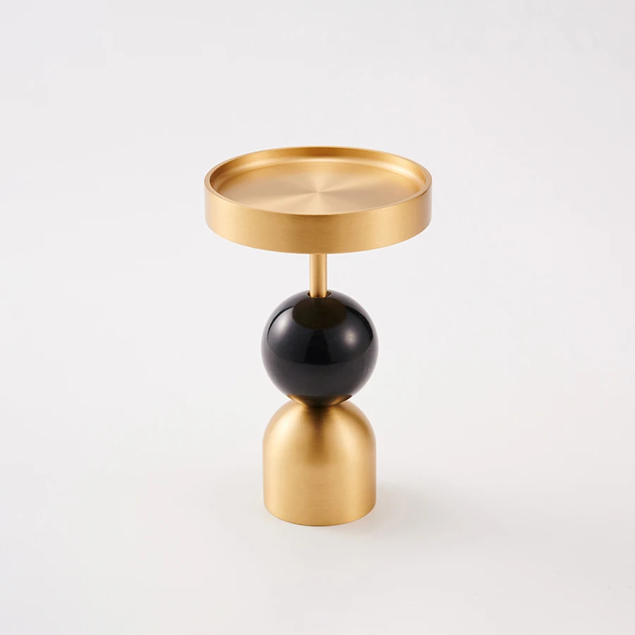 100% Brass and Natural Marble Candle Sticks Large Gold Candle Holder Decorative Metal Pillar  Candle Holder