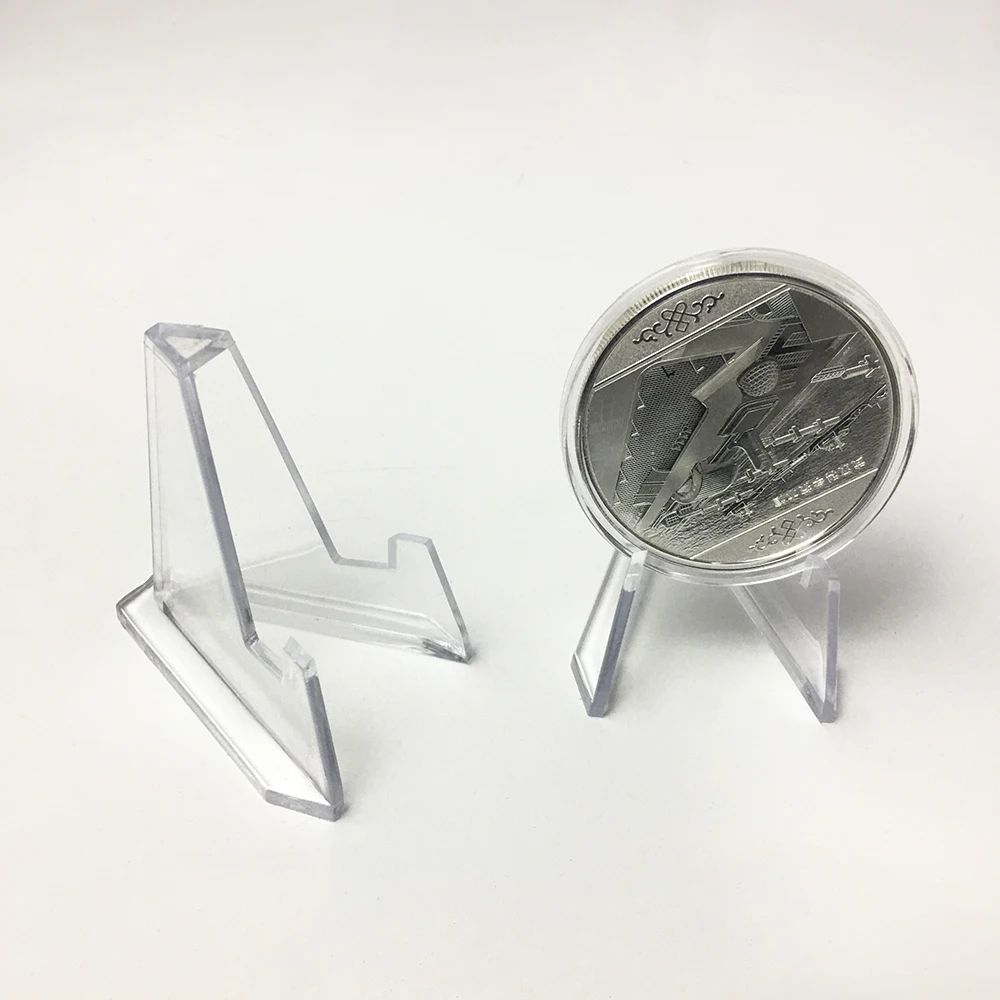 Challenge coin medal clear plastic small easel stands rack acrylic mini coin display stand holder