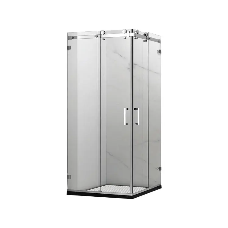 European Hot Selling Modern Shower Cabin Walk in Bathroom Frameless Glass Square Sliding Shower Doors
