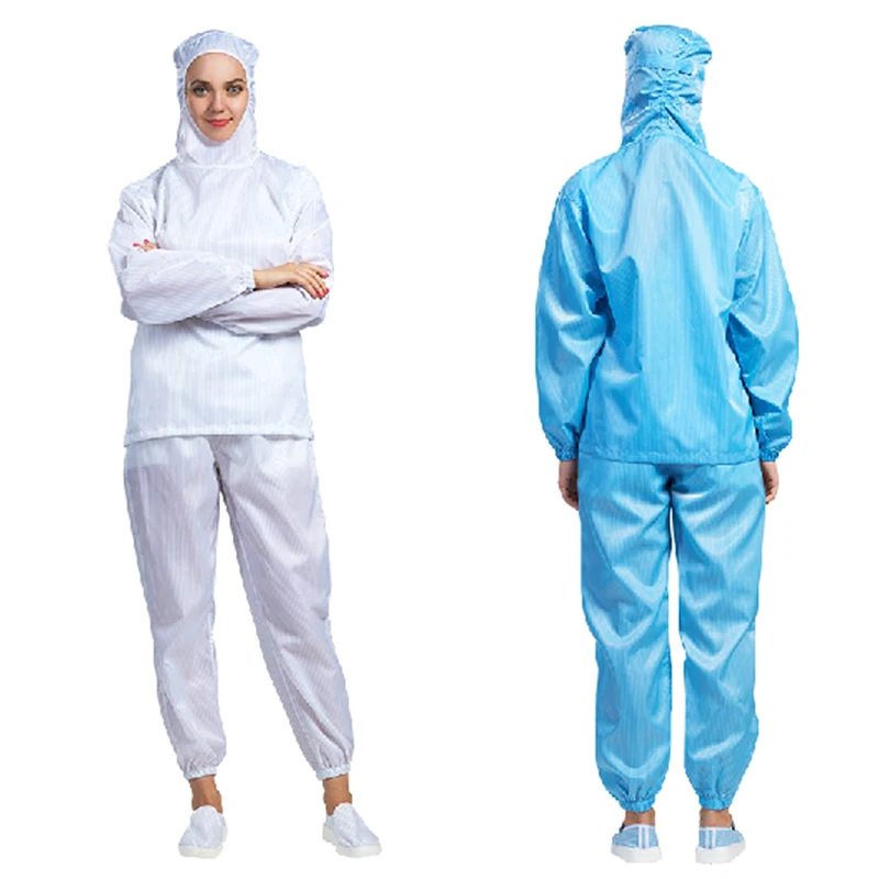 Customized Logo Dustproof Gown ESD  Dust Free Polyester  ESD Lab dustless Clothes for Cleanroom clean clothes