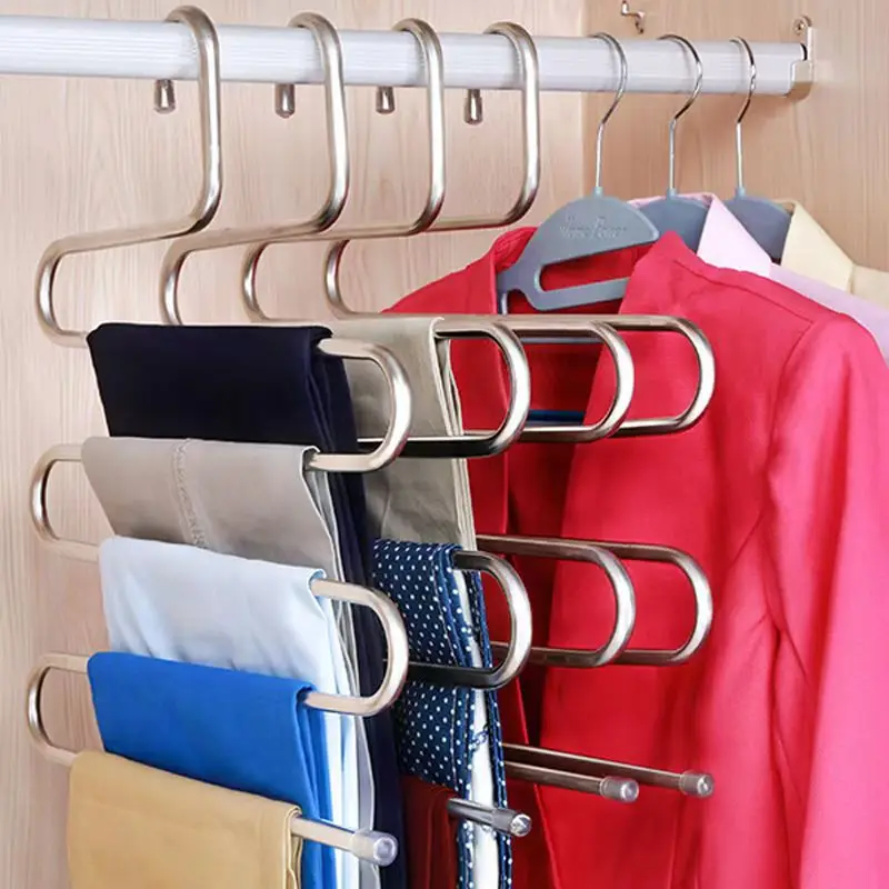 5 Layers Multi-functional Clothes Hangers Non-slip Pant Storage Rack Cloth Rack with Multiple Functions for Hanging and Storage