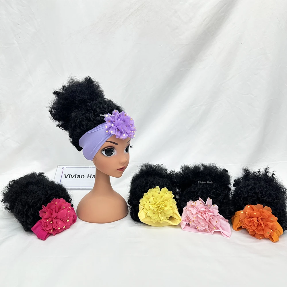 Vivian hair fabric headbeand wig for kids color wigs headband afro wigs with headband suppliers for kids girls