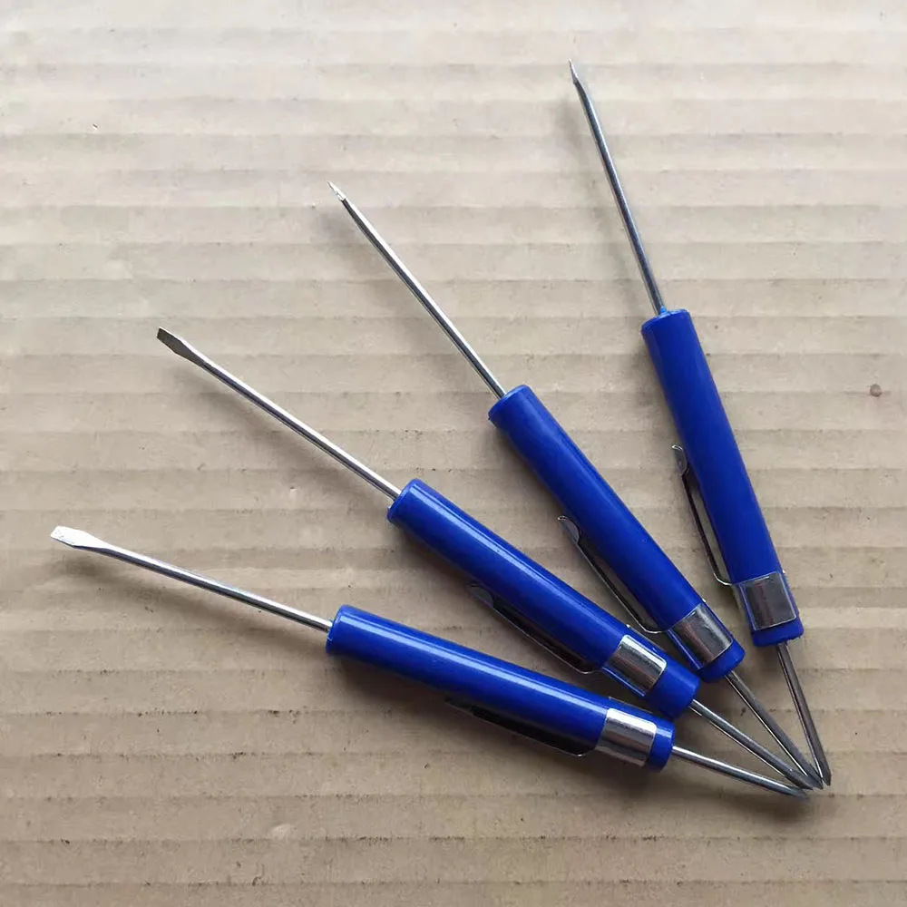 Promotional Screwdrivers Custom Cross Recess and Flat Two End Mini Screw Tools with Pen Clip
