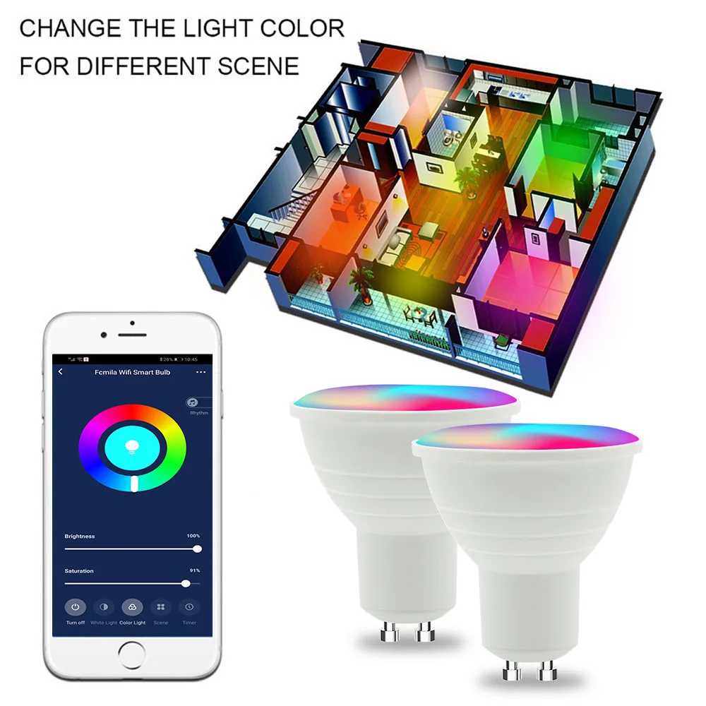 Умный домашний светодиодный прожектор TUYA 5 Вт WIFI ZigBee GU10 RGB CCT GU5.3 MR16 Светодиодная лампа с дистанционным управлением