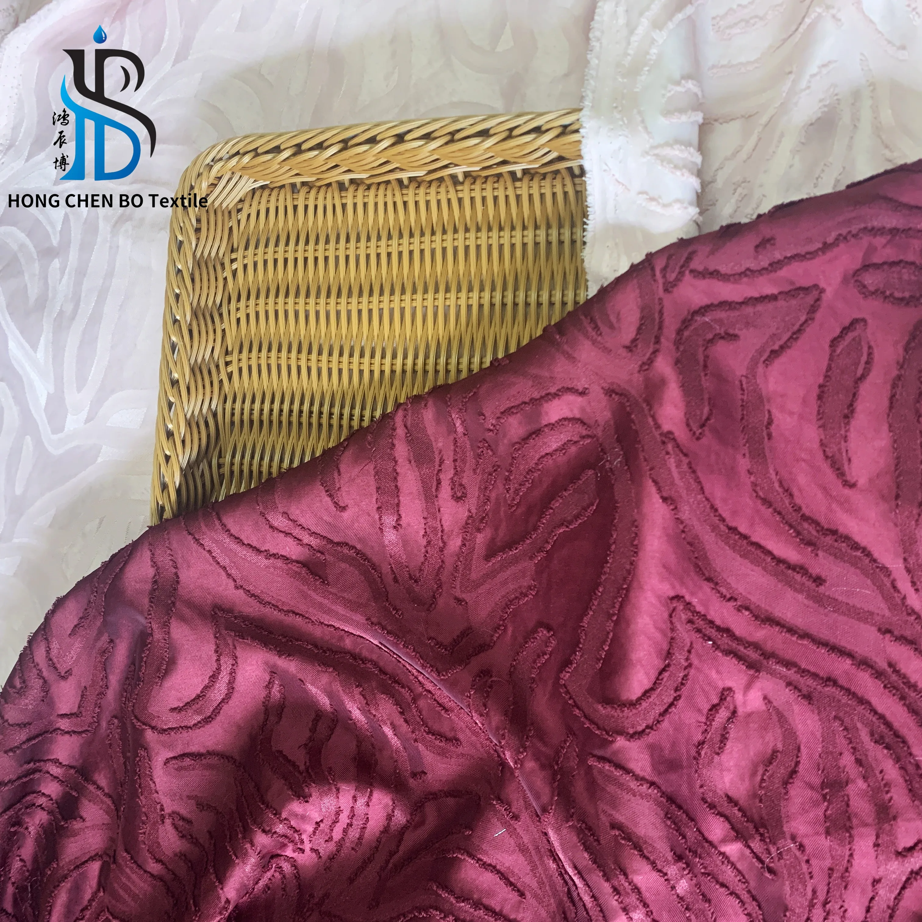 Breathable Soft Irregular stripe pattern polyester dobby jacquard fabric cut flower chiffon for maxi dress