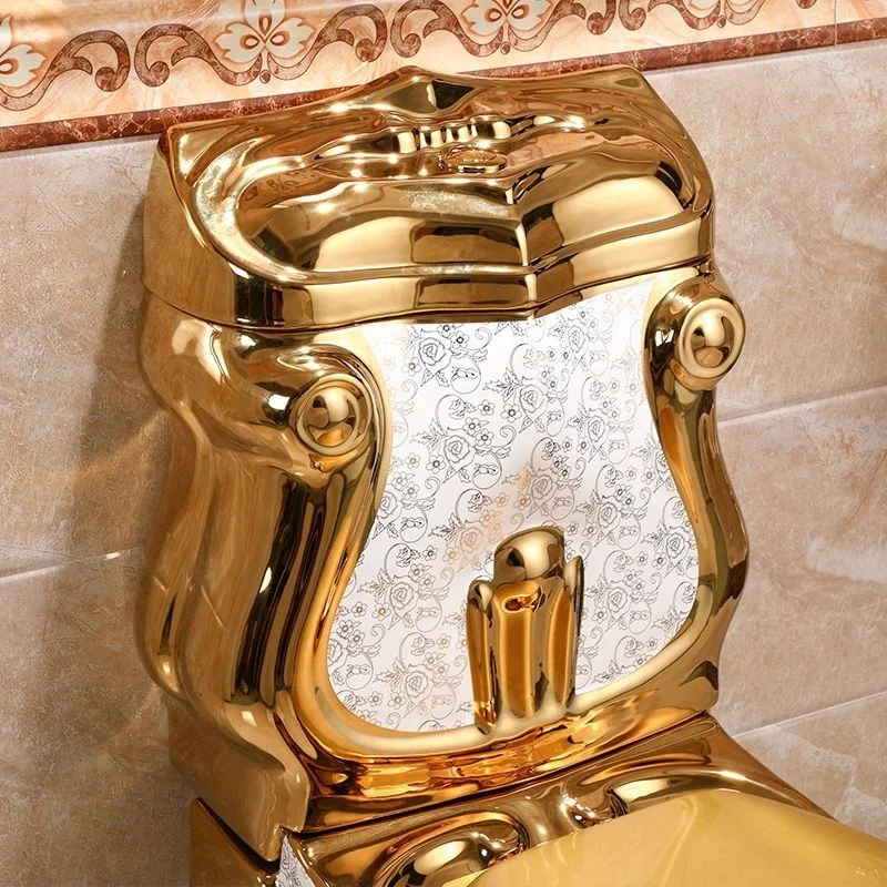 TUSSON Wc Bathroom Commode Ceramic One Piece Gold Toilet Royal Extreme Luxury First-class Quality Electroplated Hotel Golden