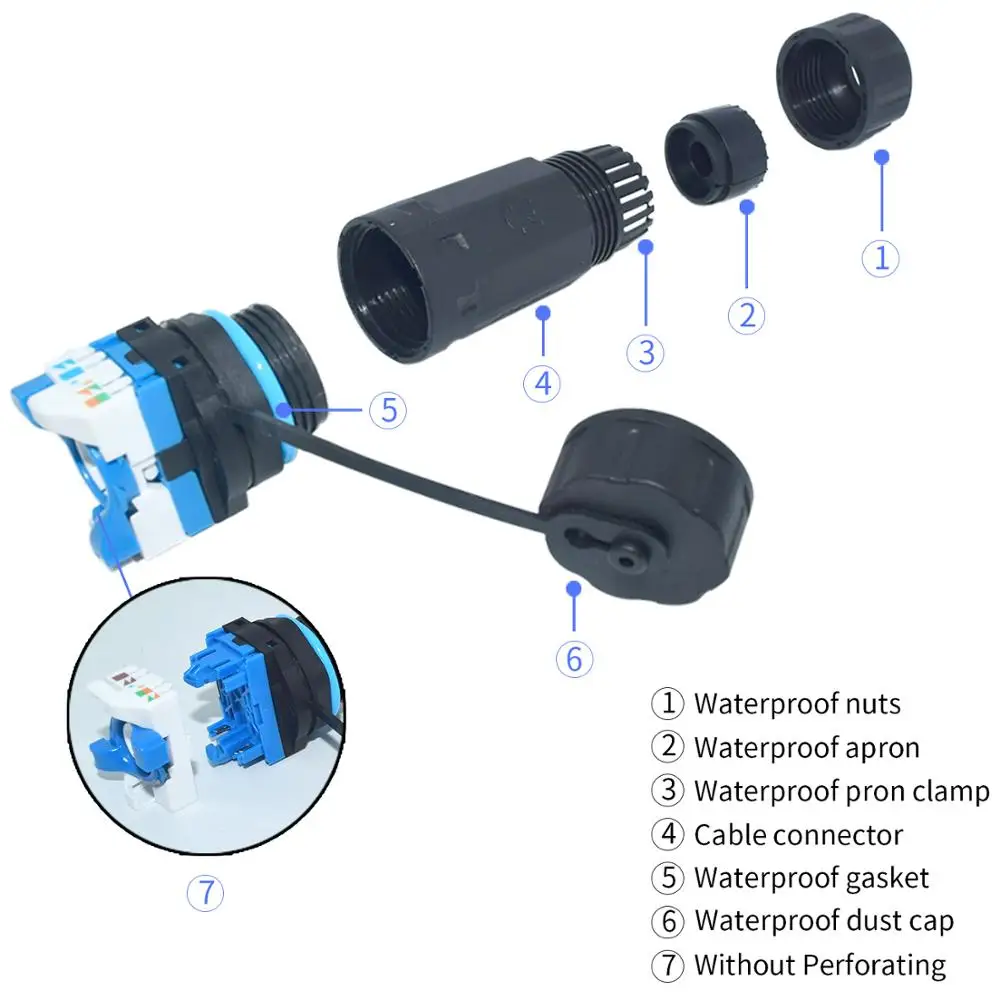 Сетевой разъем YXY RJ45 двухсторонний уличный CAT6A соединитель для монтажа панелей водонепроницаемый rj45