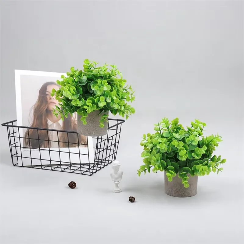DS518 Green Eye Protection Desktop Office Decoration Encrypted Large Eucalyptus Accessories Bonsai Plastic Outdoor Plant Pot