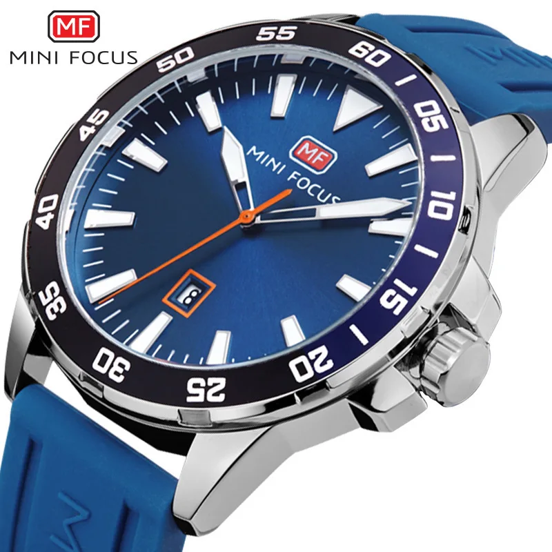 Oversized Gage Silver  Tone Chronograph Watch Leather Wrist Watch Chronograph With Silicone Gel Linkage Military Reloj