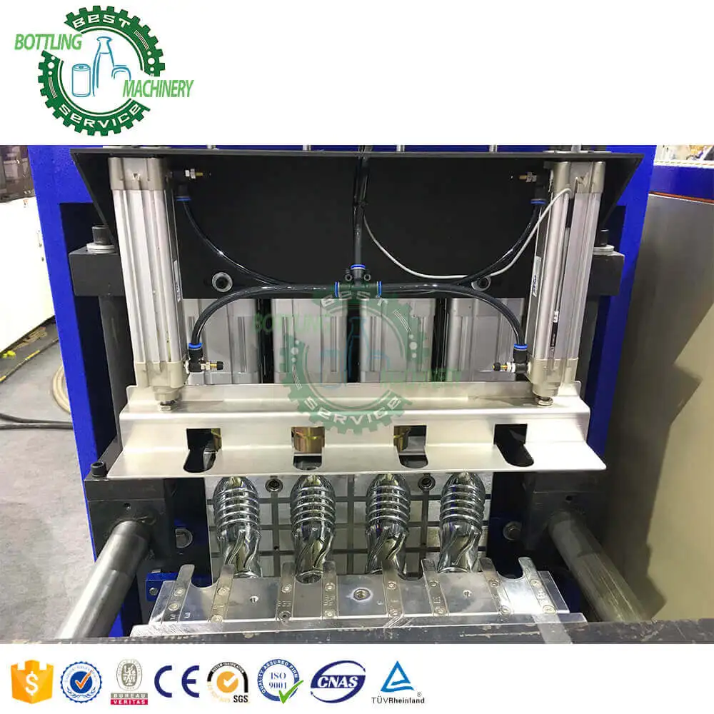 4 cavity 2000BPH 10ml - 1.5 Liter energy drink pure mineral spring fresh water PET plastic container bottle blow molding machine