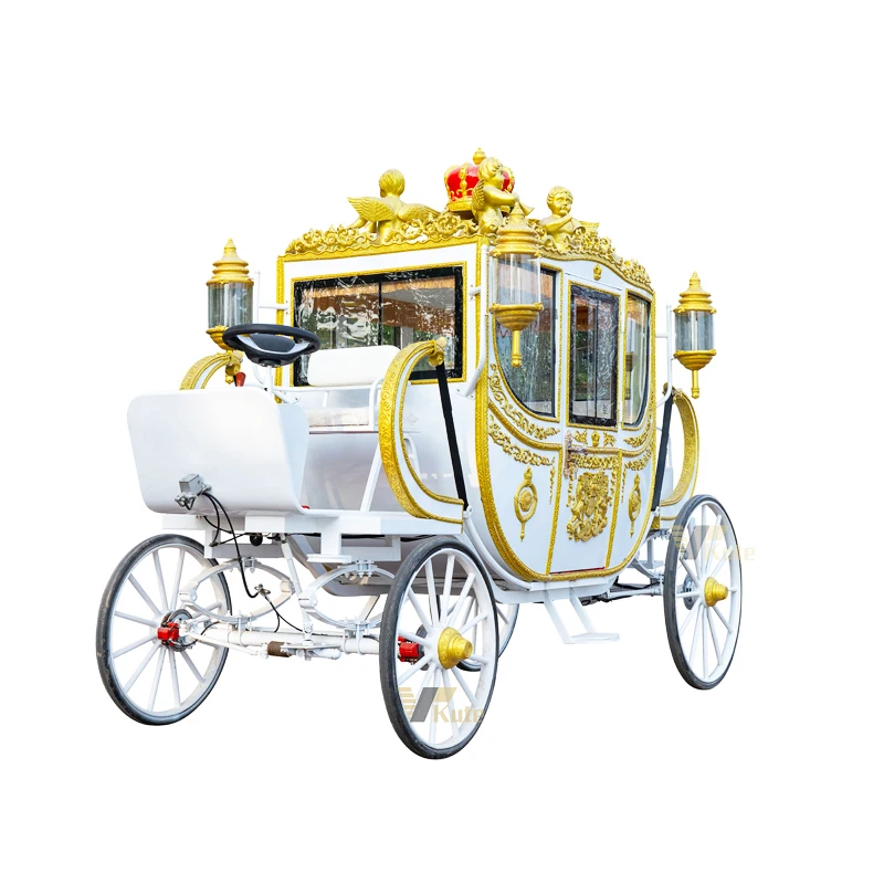 Luxury Royal  Horse buggy Trailer for couples Wedding Electric Double-row Horse Drawn Carriage for theme paty