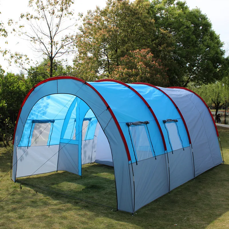 1 Bedroom 2 Living Room tent Travel Multi-person team rainproof 8-10 person tunnel tent
