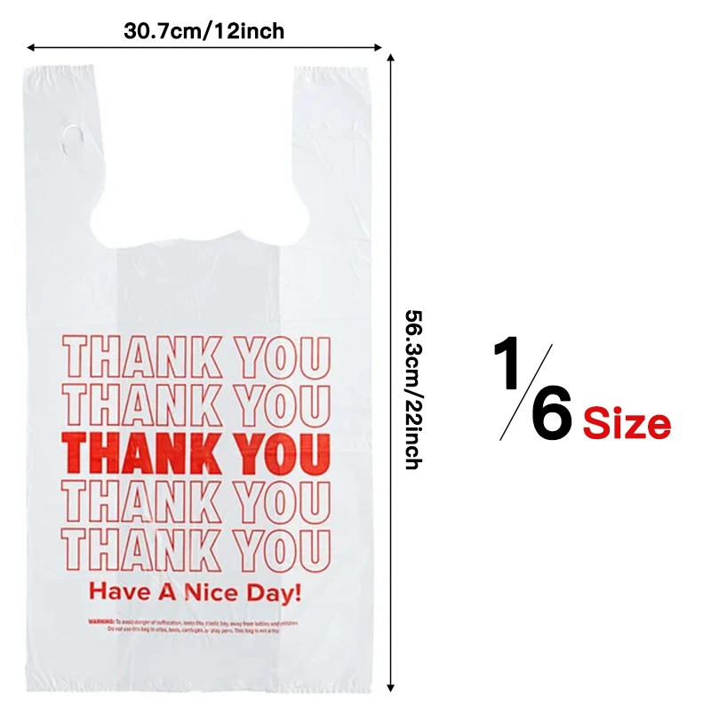 Custom Logo 1/6 size White T-shirt Thank You T Shirt Packaging Plastic Fruit Grocery retail bag PE Shopping  for supermarket