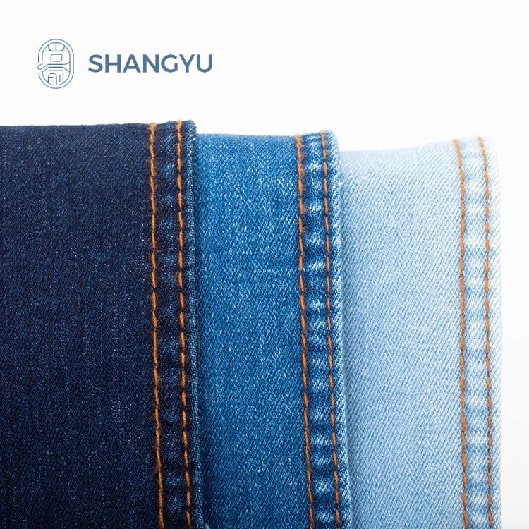 Solid color stretchy jeans fabric price top quality blue denim fabric wholesale