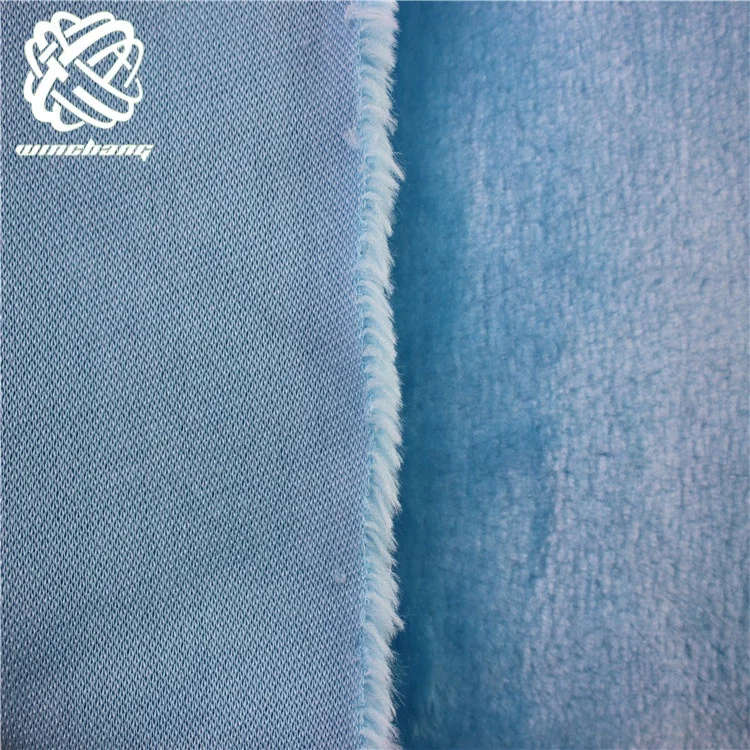 Faux Fur Fabric Wholesale Design Fabric Shearling 10mm Soft Blue Boa Faux Fur Short Pile Plush Fabric