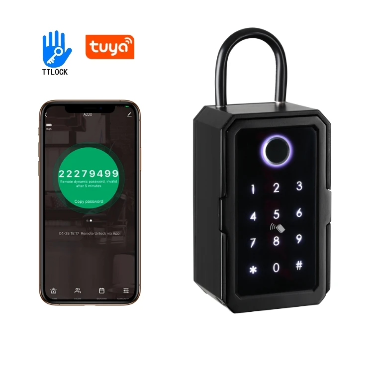 Weatherproof Remote Control WiFi TTlock Tuya Fingerprint Safe Tuya Smart Key Storage Lock Box