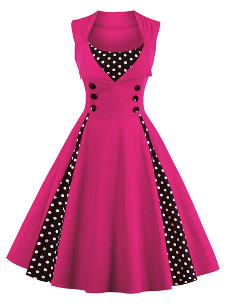 Women Robe Retro Vintage Dress 50s 60s Rockabilly Dot Swing Pin Up Summer Party Dresses Elegant Tunic Vestidos Casual