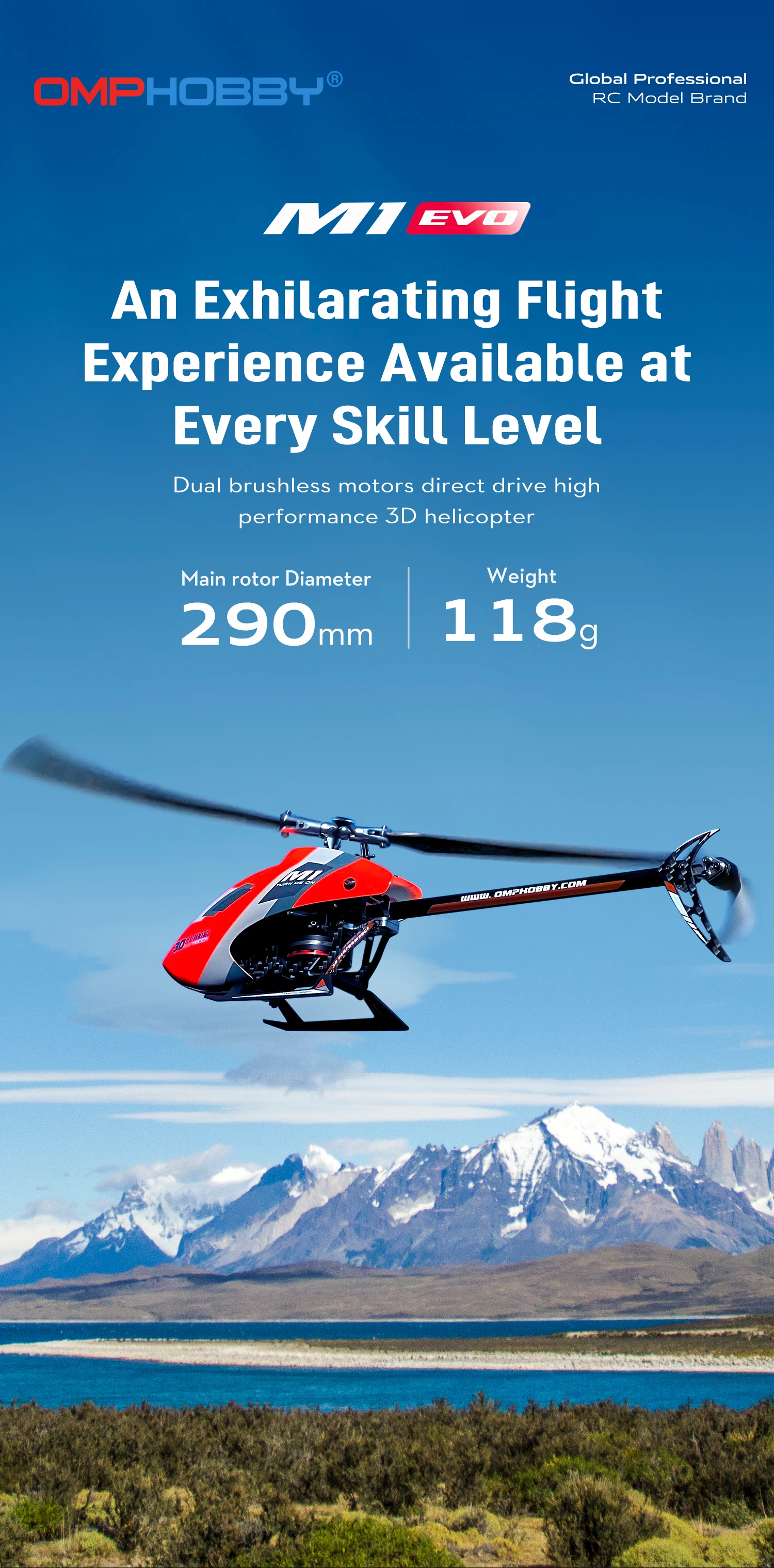 Omphobby New Arrival M1 EVO Upgrade Version of M1 3D RC Helicopters 6 channel Direct-Drive flight RC helicopter BNF for Adults