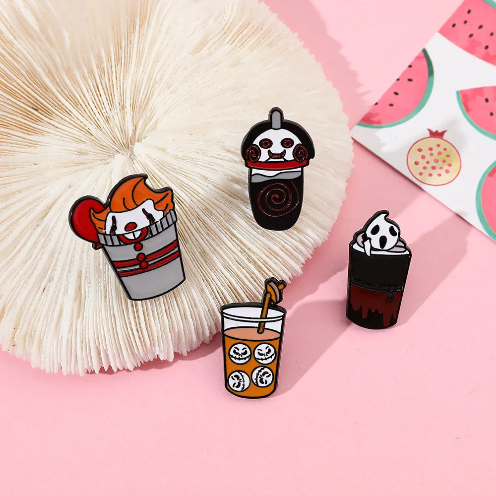 New Halloween pins Scream chain saw clown horror film creative metal badge pins