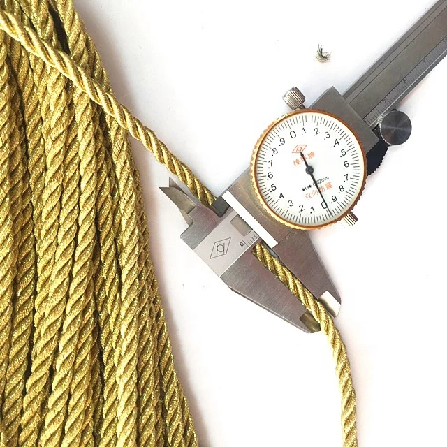 5mm  gold silver twisted cord  3 strands rope  paper bag rope handle