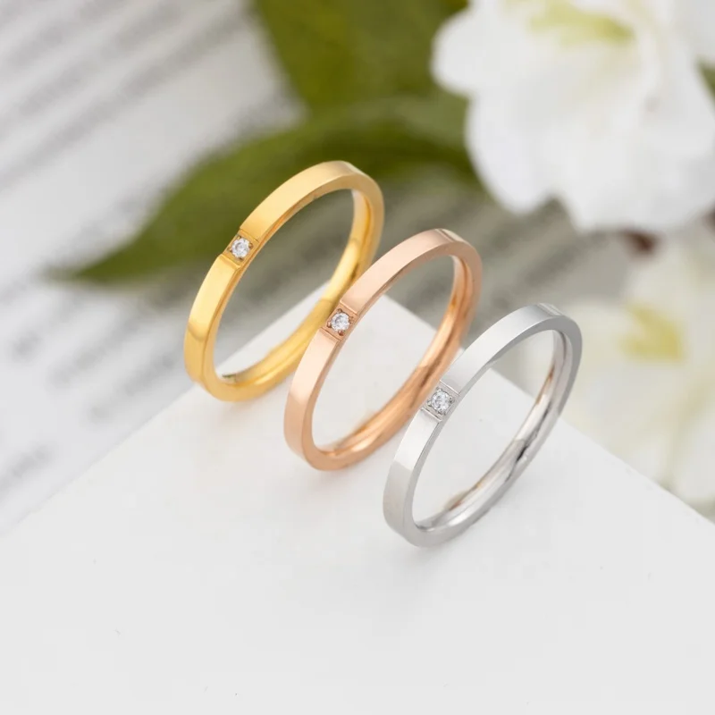 Custom fashion gold ring Engagement dw classic ring natural diamond Women men couple rings jewelry