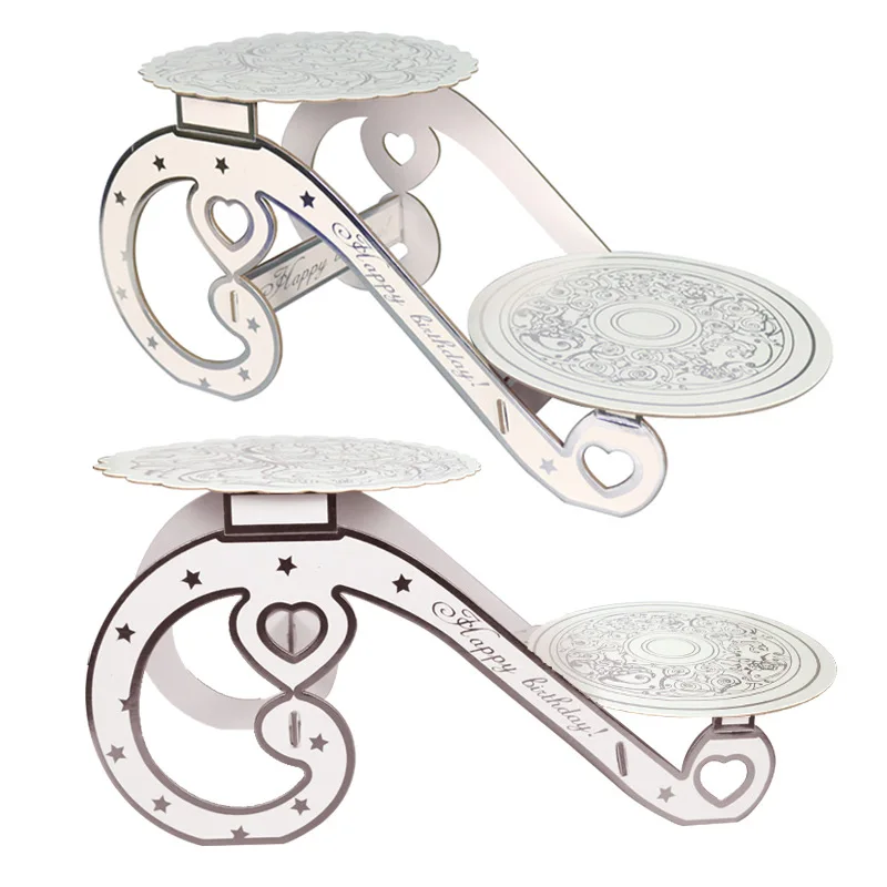 New environmentally friendly thickened European-style double-layer dessert table paper cake stand for birthday party wedding