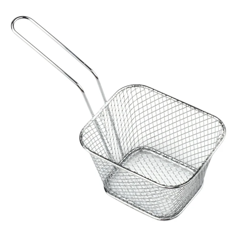 Square Mini Electroplated Iron French Fries  Mesh Frying Basket Sieve Snacks Restaurant Snacks Frying Basket