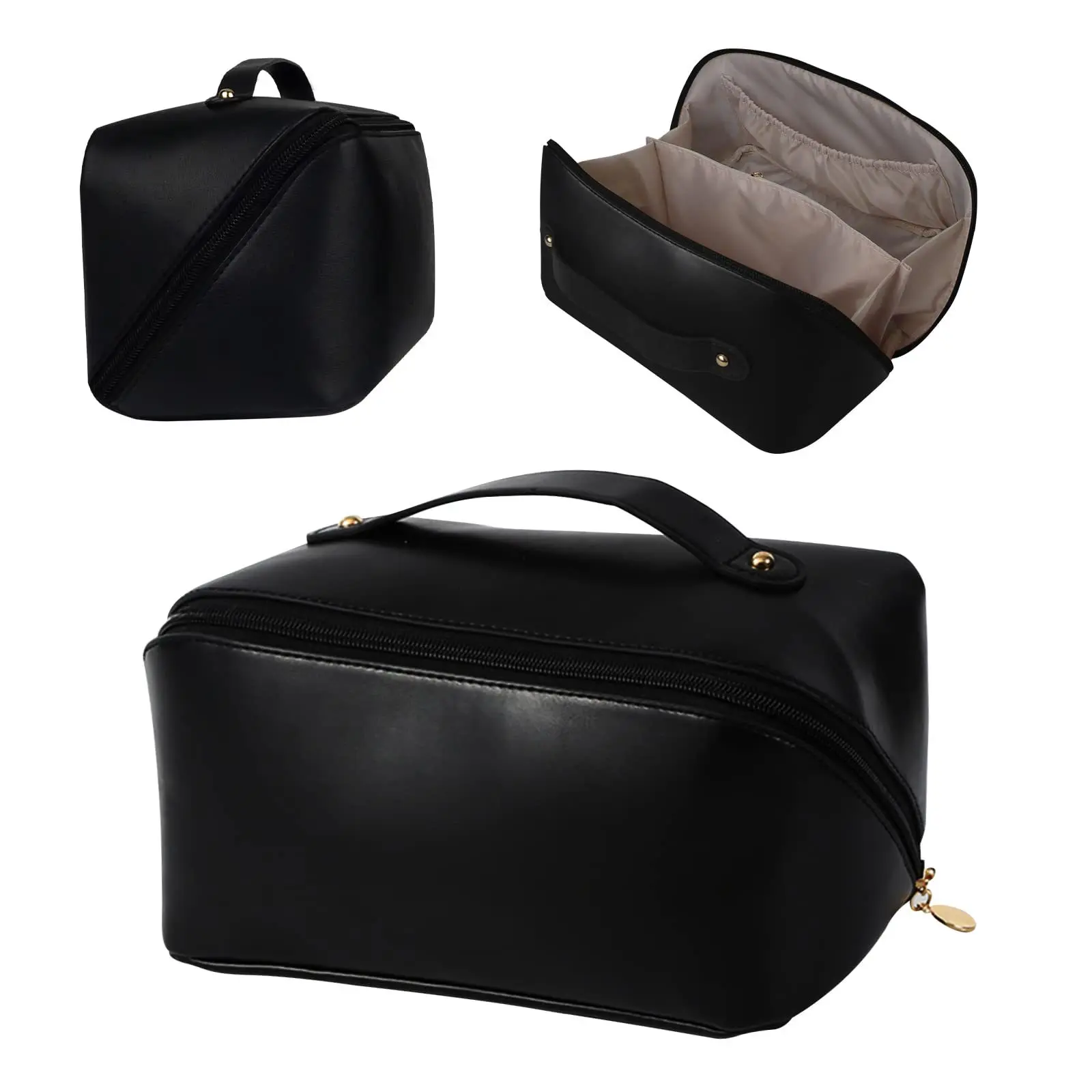 Portable Toiletry travel  Bags & Case Make up organizer PU leather cosmetic bags with sewed inter bag