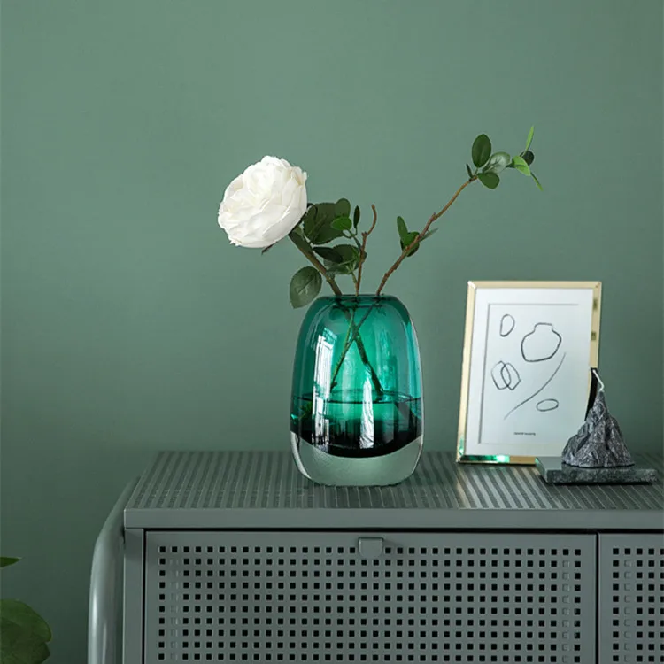  Fashion Wholesale Good quality Home Decoration Round Europe Flower Bottle Nordic Glass