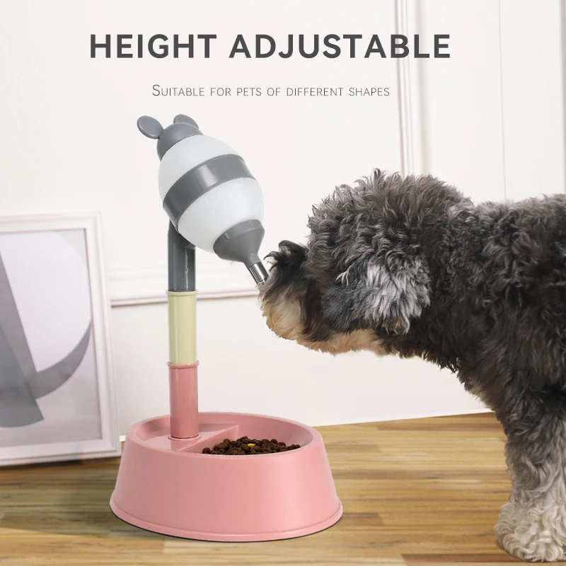 New Design Adjustable Height Pet Water Dispenser Cute Rat Ear Pet Feeding Bowl Not Wet Mouth Large Capacity Pet Water Fountain