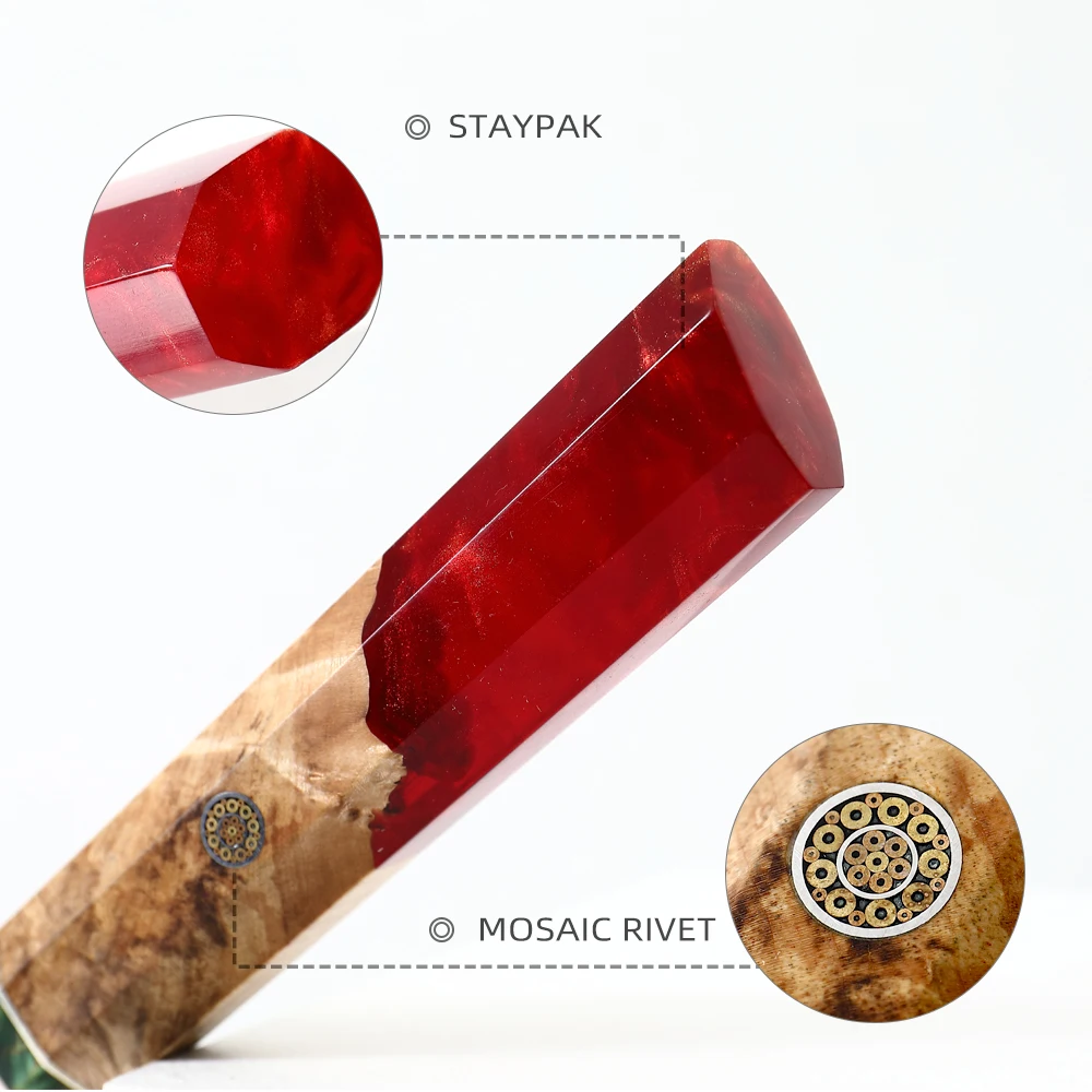 Профессиональный японский кухонный нож шеф-повара из дамасской стали со стабилизированной деревянной ручкой 8 дюймов