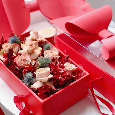 AN Bow flower transparent fruit flower New Year gift box packaging hand gift box portable flower cake box