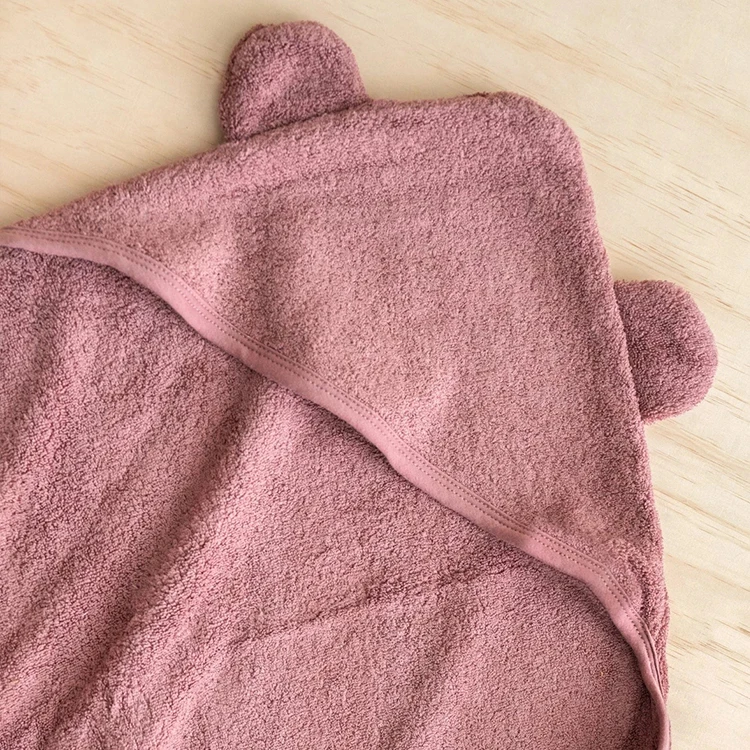 Ultra super soft 500gsm organic bamboo cotton absorbent terry cloth hooded baby bath towels for newborn infant