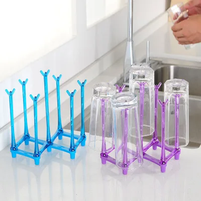 Creative stretch multi-position drain cup holder Plastic cup holder Glass cup storage rack upside down