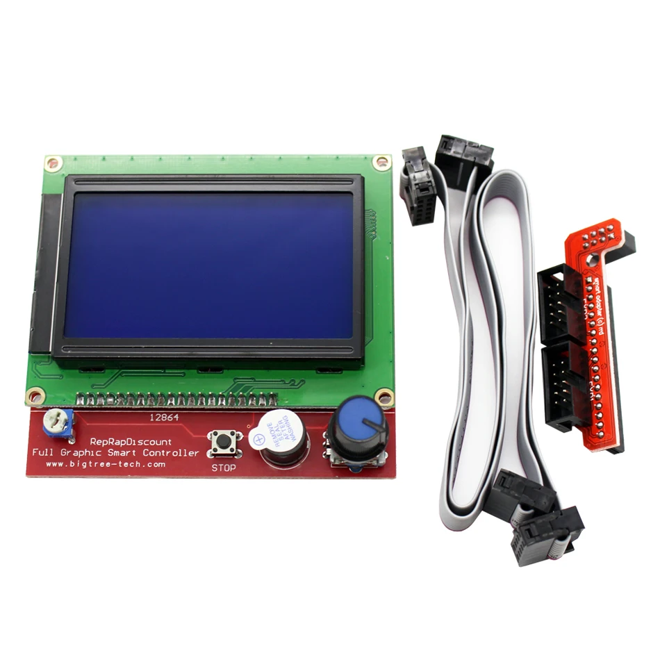 12864 LCD Graphic Smart Display Controller Board with Adapter and Cable for 3D Printer RAMPS 1.4 RepRap 3D Printer Mendel Prusa