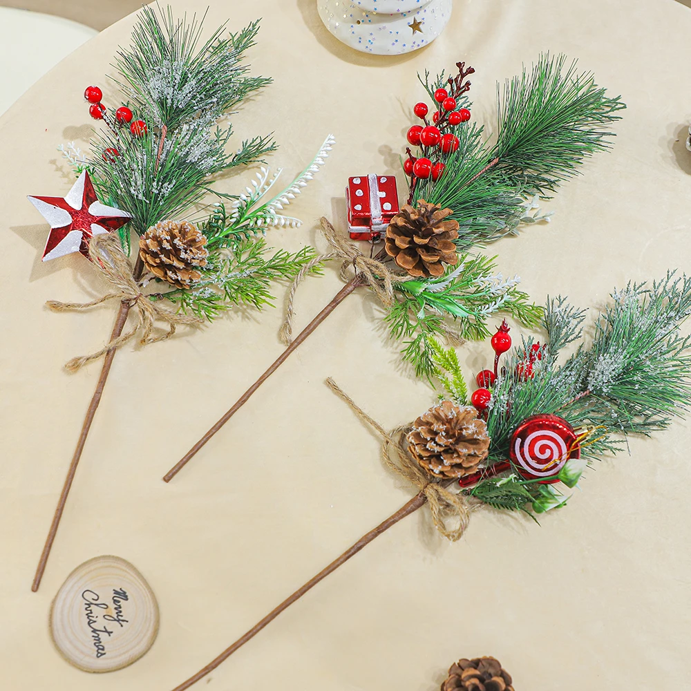 2024 New Arrive Red Fruit Bundle Branch Home Artificia 12 Designs Christmas Berries Branch Decorations