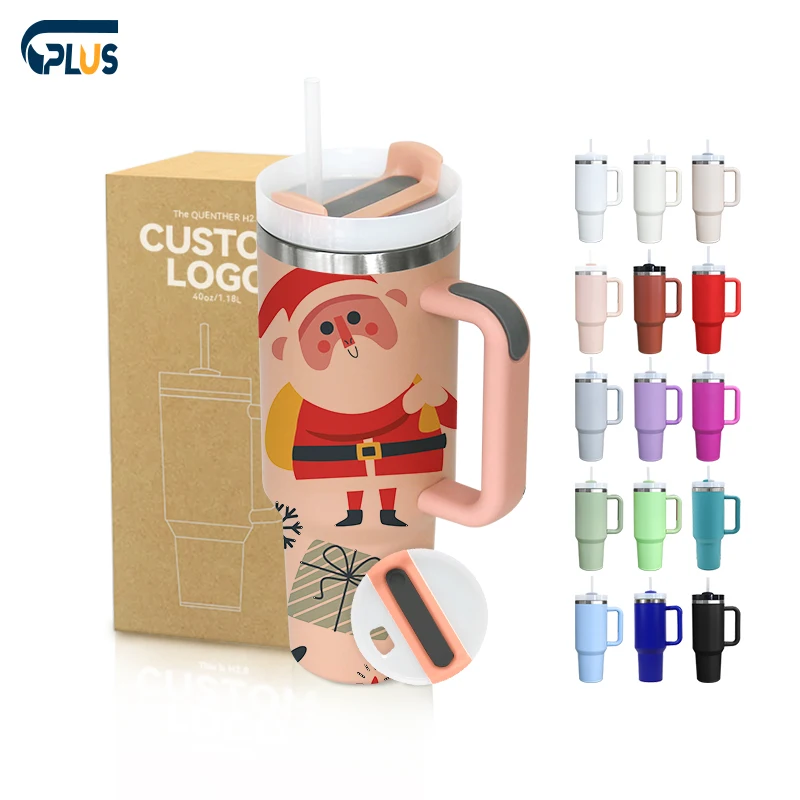 2024 New 40 oz Stanleies Tumbler Stanleies Steel Double Wall Vacuum Christmas Gifts Cup 40oz Mug Tumbler With Handle