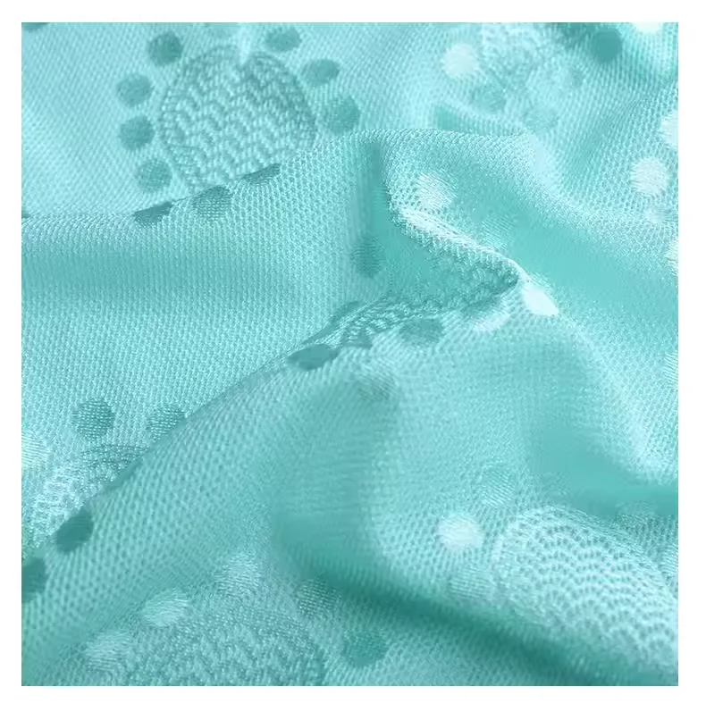 88% Nylon 12% Spandex Embroidered Lace Mesh Fabric Plain Style Knitted for Dresses