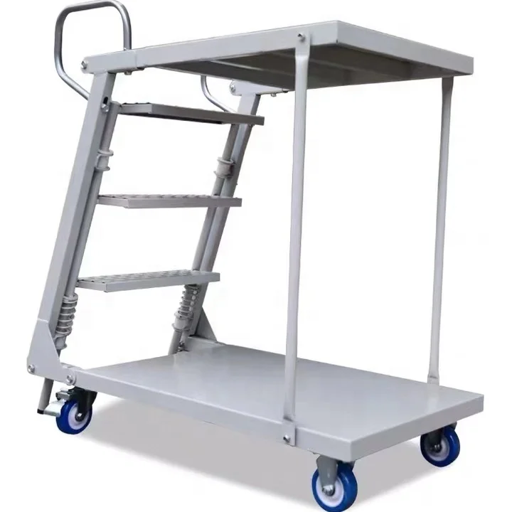 folding supermarket mobile climing ladder for warehouse with collapsible function