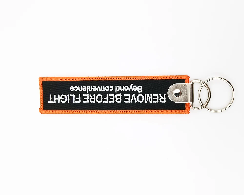 Newest Custom Lanyard Fabric Keychain Move Flight  Embroidery Key Chain Crew Embroidered jet Key Tag For Car Motorcycle