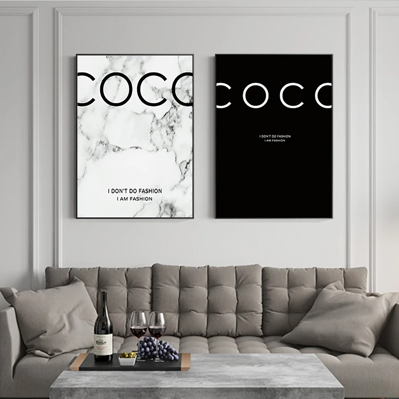 Fashion  Posters and Prints Modern Black White Marble Vogue fashion brand wall canvas printing art