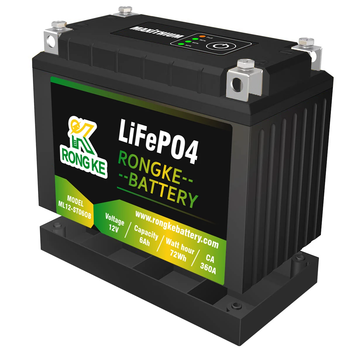 Rongke  2024 New 4 Terminals 12V 6Ah Motorcycle Batteries Starter Lithium Battery for YTX7A-BS YTX9-BS YT12A-B2