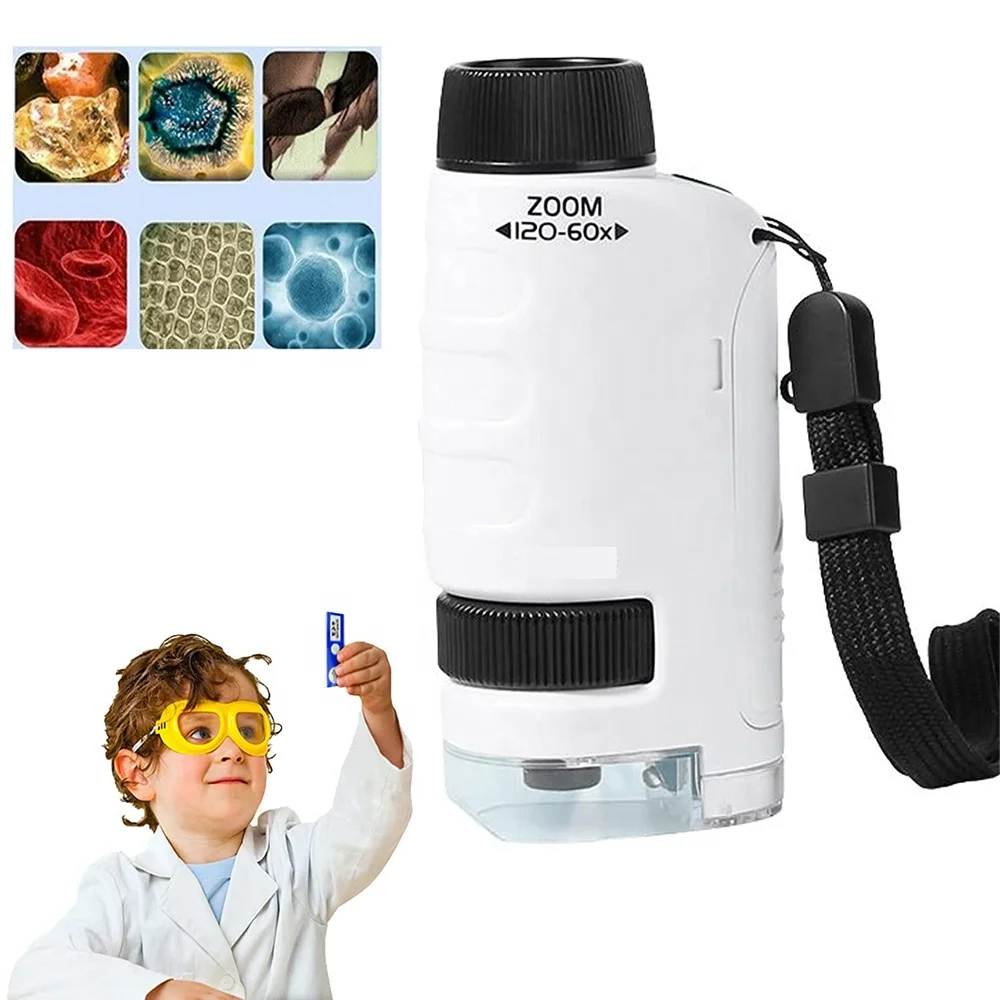 SD225 Mini Handheld Microscope Toy 60x-120x Kids Portable Pocket Microscope Toys For Children