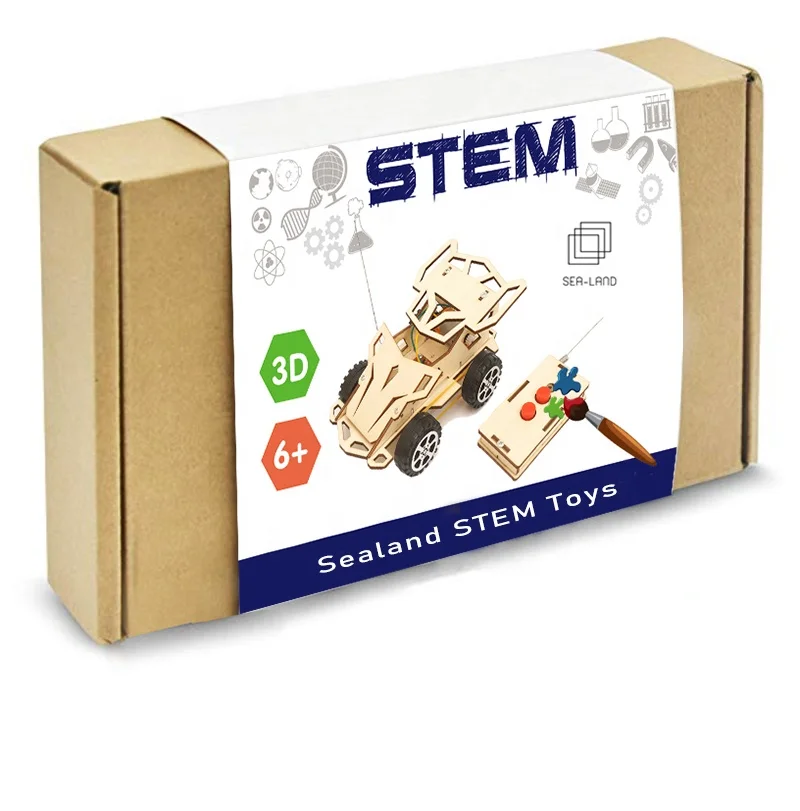 C-20A Diy Wireless Four-wheel Car Assembly For Kids Wooden Puzzles STEM Science Kits School Student Remote Control Car Wood