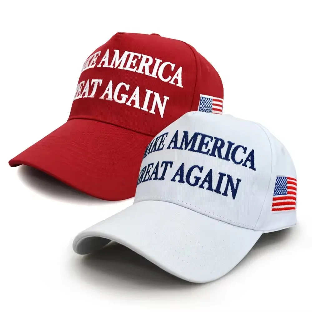2024 US Election Advertising Cap Red Baseball Hat with Duck Bill Little Red Hat Embroidery Model 45-47 Hat for Golf Use