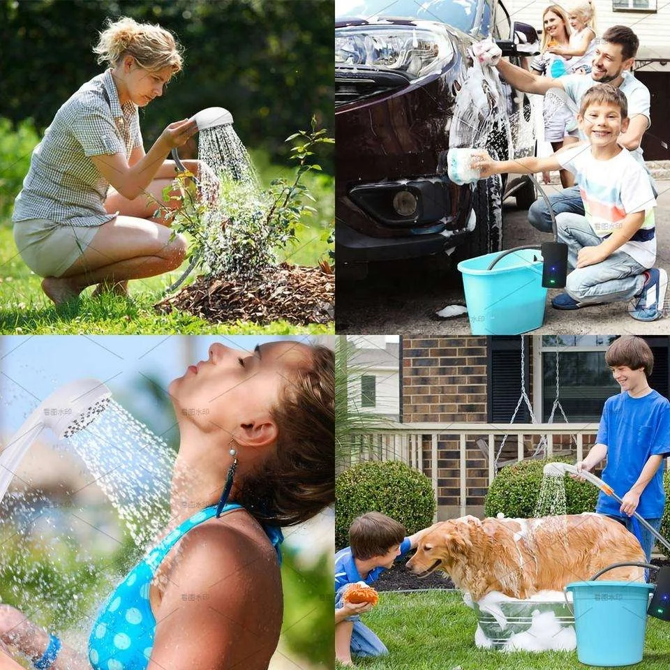 Shower Pump Travel Portable Waterproof Hanging Car Wash USB Rechargeable Outdoor Camping Hiking Gardening Tools