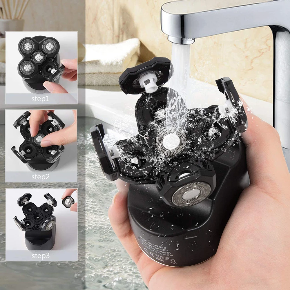 6 In 1 Portable USB Rechargeable 5 Heads Shaver Waterproof grooming kit Shaver skull shaver