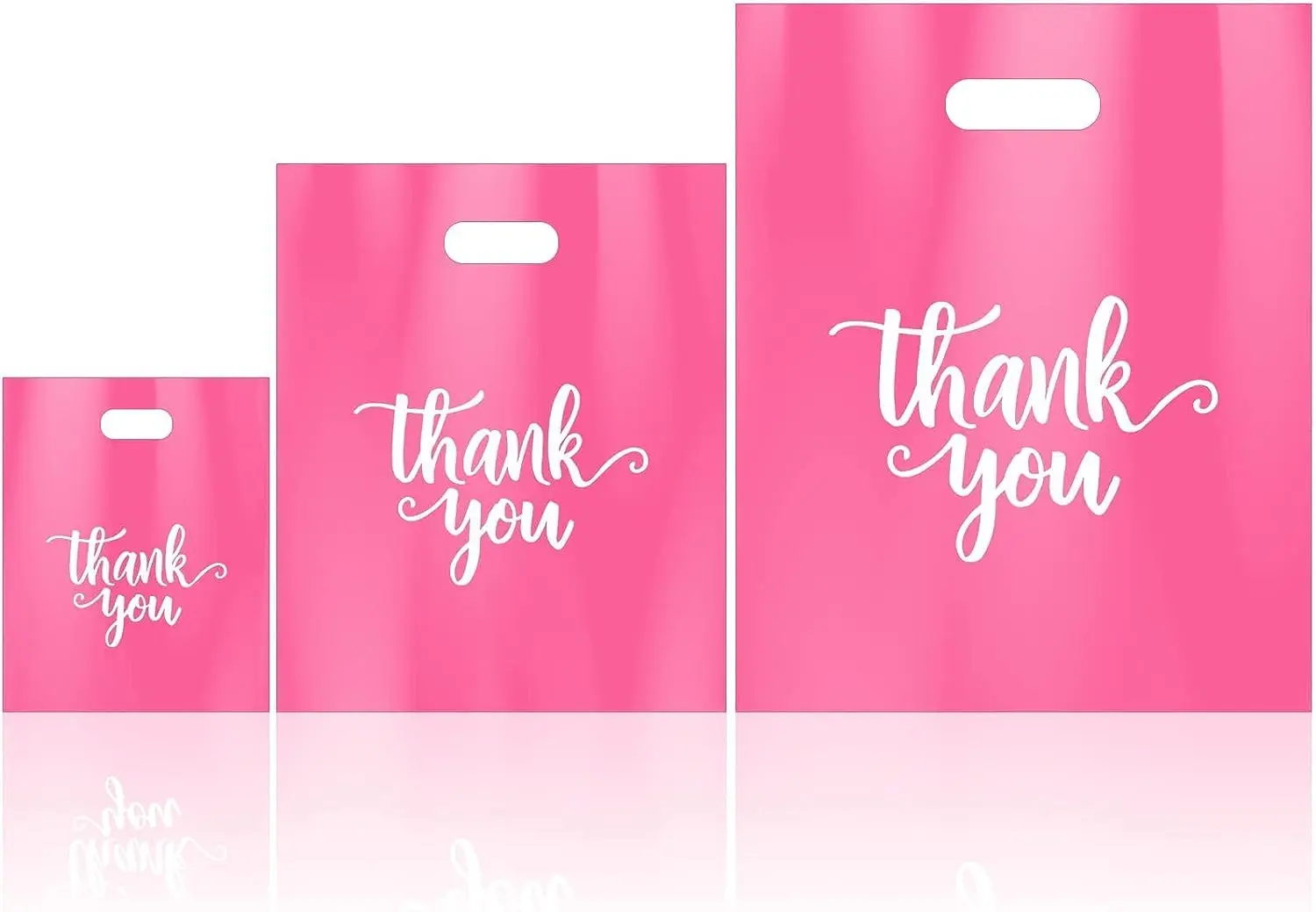 Factory Direct Sales Eco-friendly Custom Size Color LDPE Thank You Plastic Die Cut Handle Shopping Bag