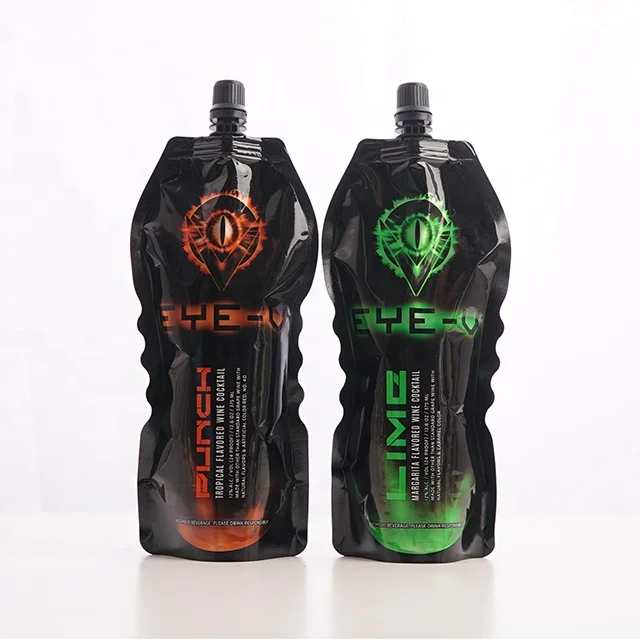 Customized Printing Flexible Packaging Logo Plastic Standing Waterproof Spout Pouch for Sports Energy Drink