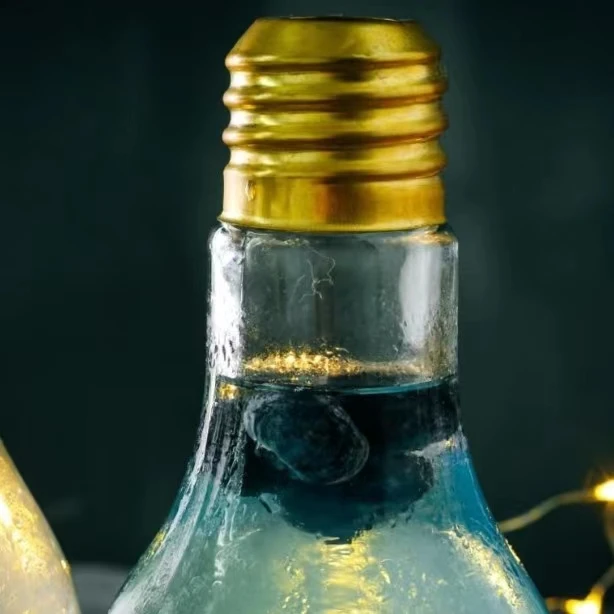 200ml clear light bulb shaped glass juice beverage container bottle